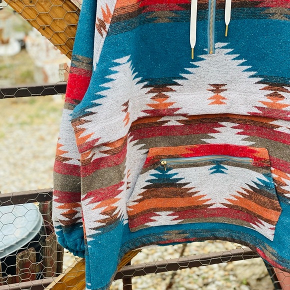 Aztec Rust Pullover Hoodie Plus Size - Picture 2 of 5